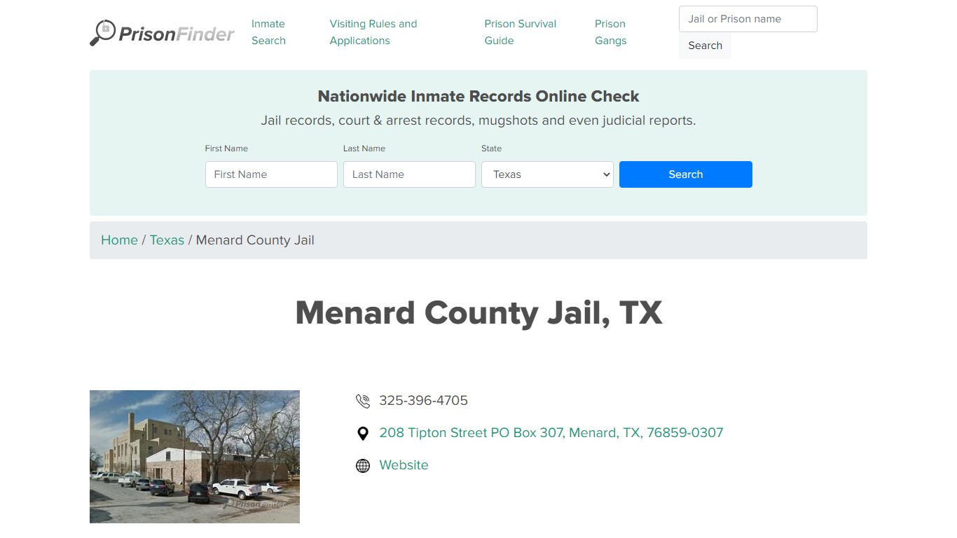 Menard County Jail, TX Inmate Search, Mugshots, Visitation, Phone no ...