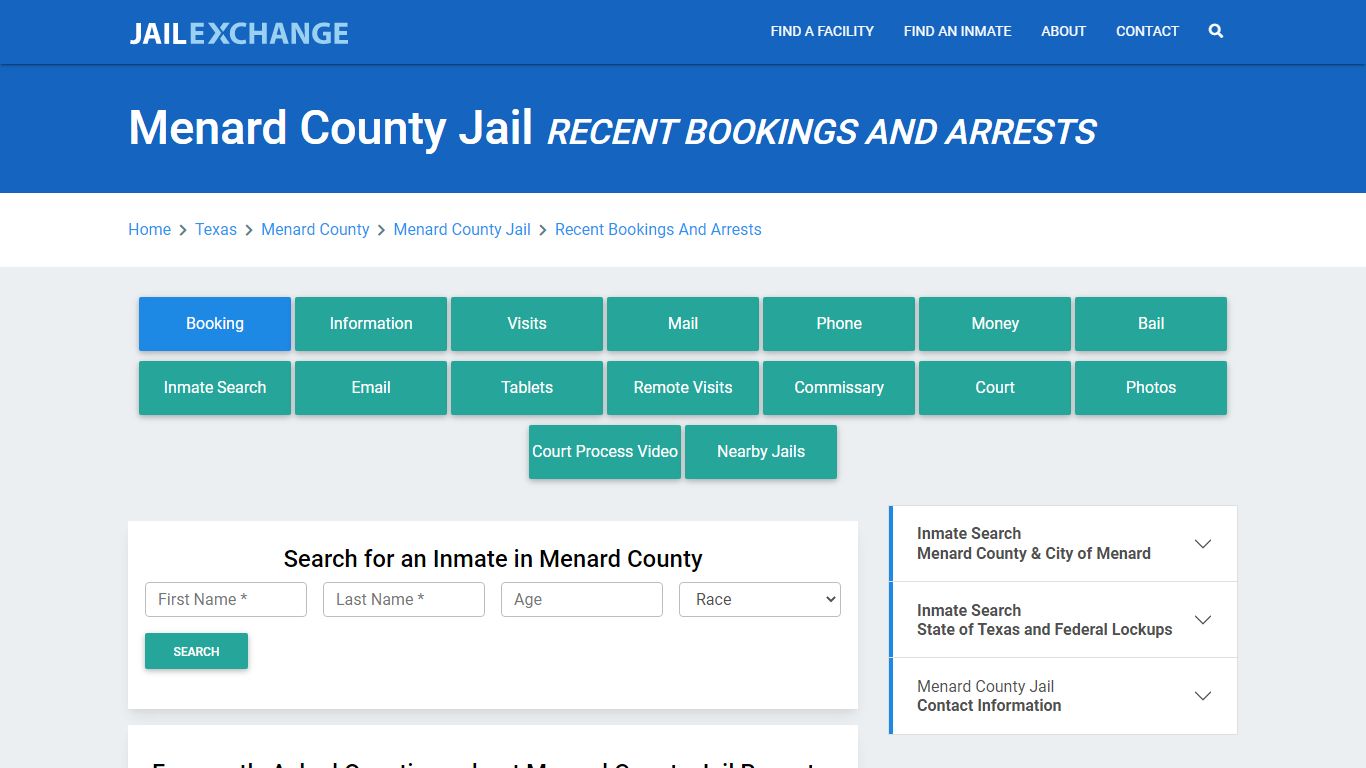 Menard County Jail & Sheriff TX Recent Arrests and Bookings